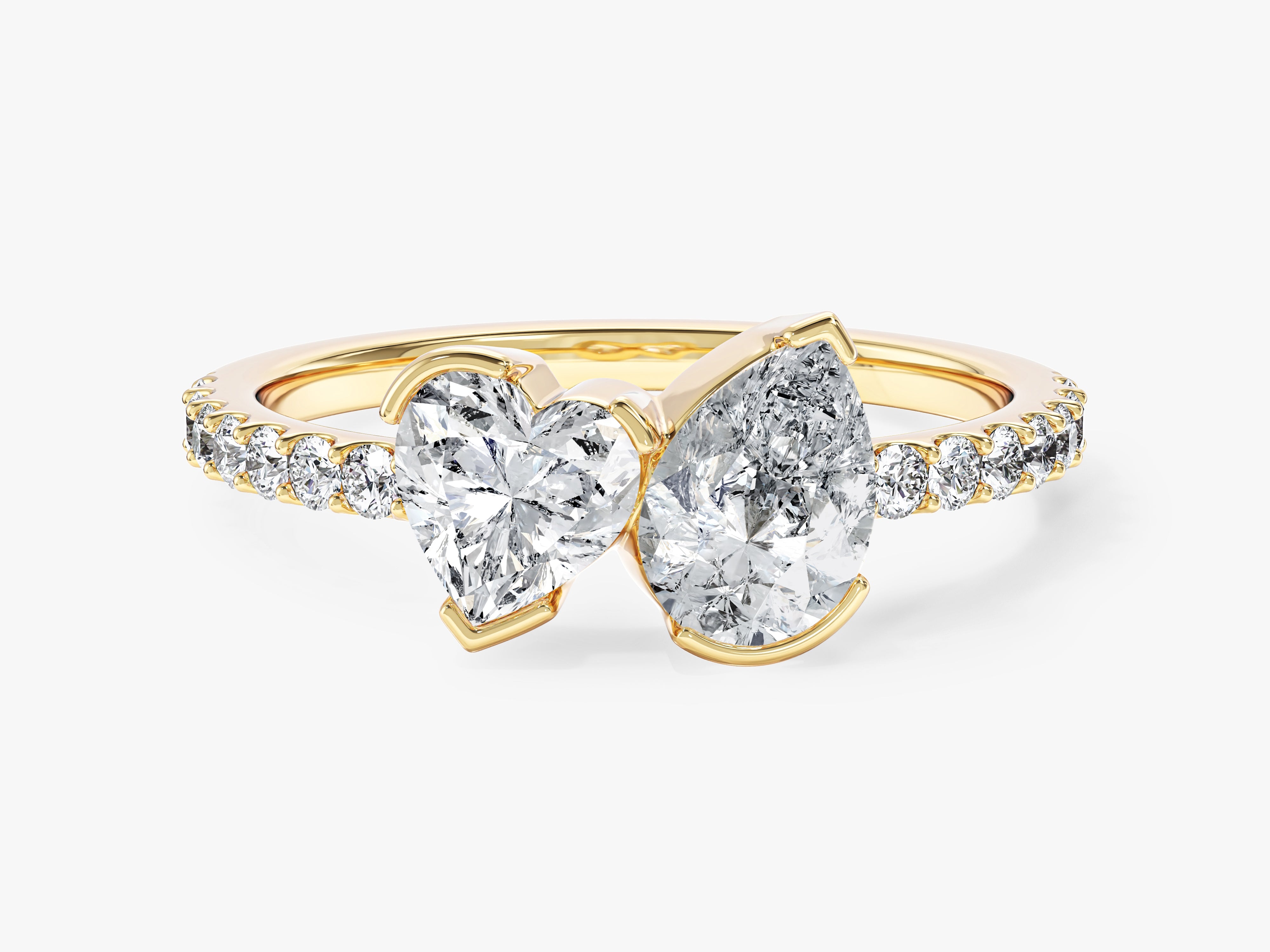 Heart and Pear Cut Moissanite Engagement Ring