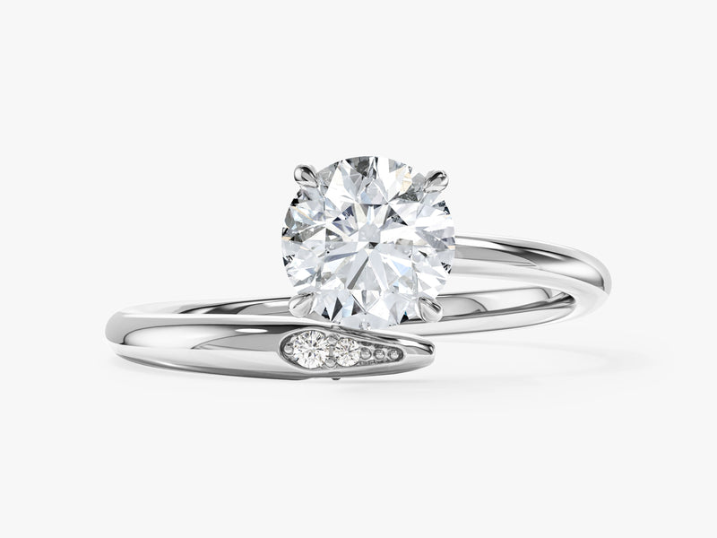 Round Cut Natural Diamond Bypass Engagement Ring