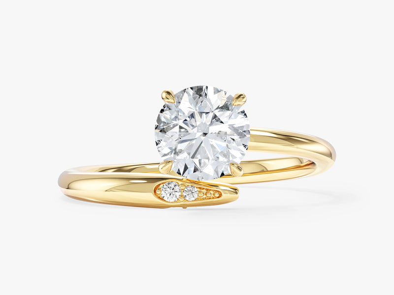 Round Cut Moissanite Bypass Engagement Ring