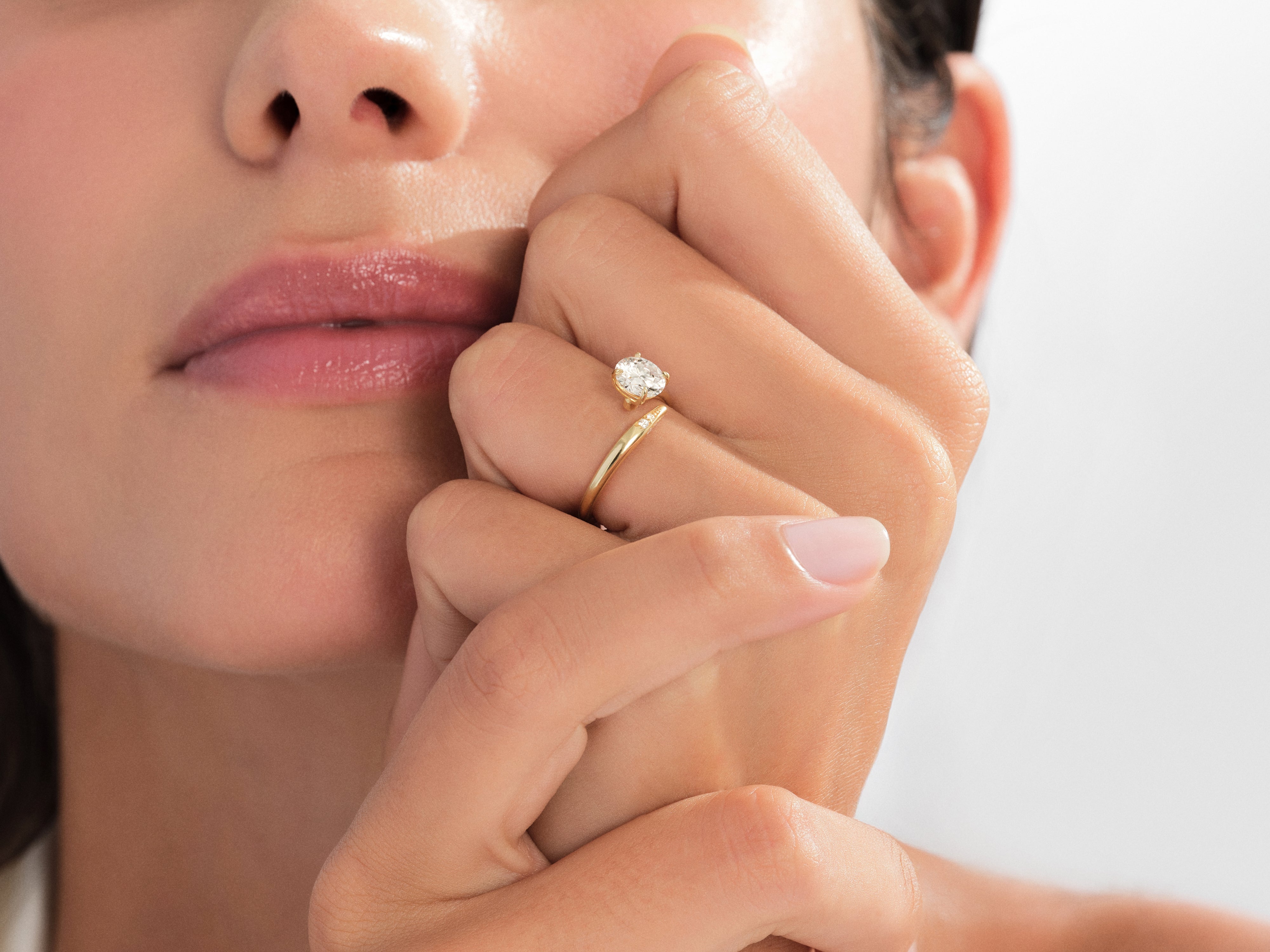 Round Cut Moissanite Bypass Engagement Ring