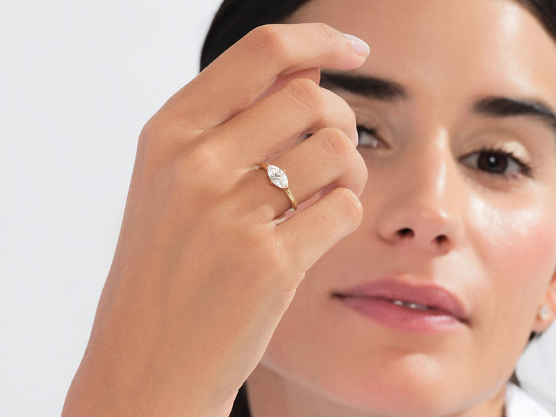 Solitaire East-West Lab Grown Diamond Engagement Ring