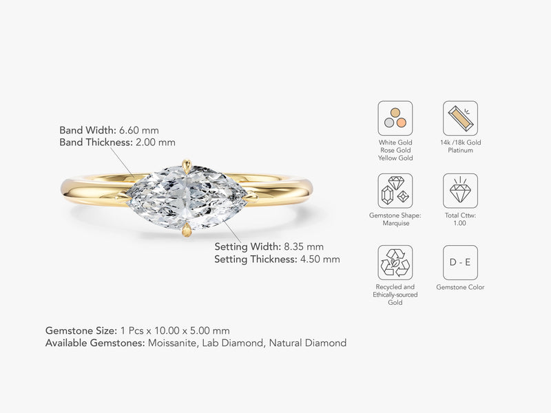 Solitaire East-West Lab Grown Diamond Engagement Ring