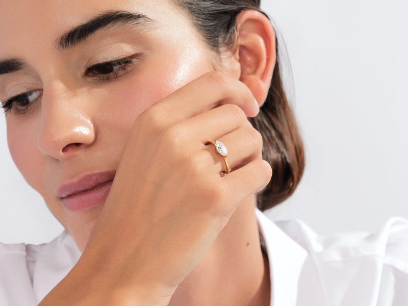 Solitaire East-West Moissanite Engagement Ring