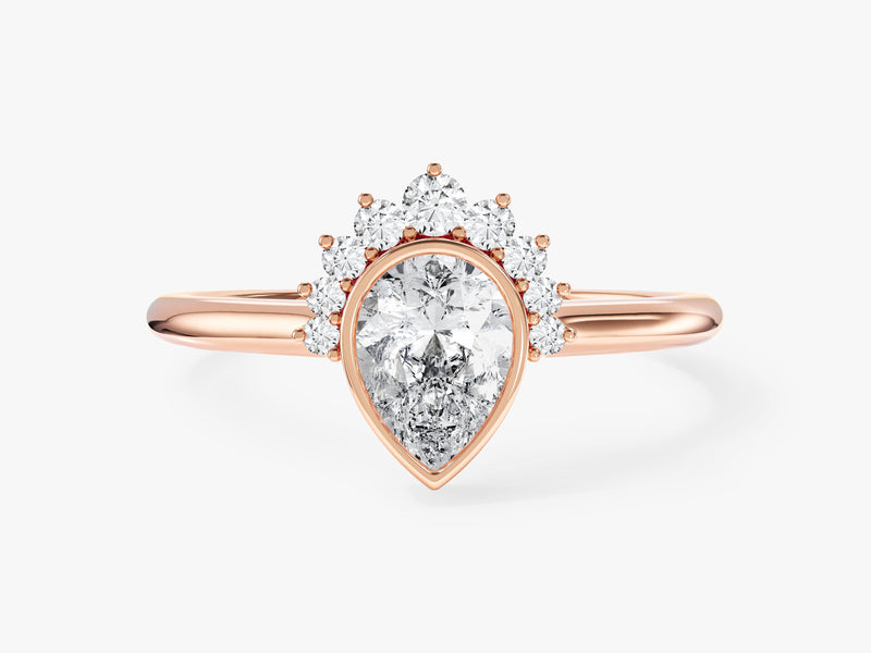 Pear Cut Moissanite Crown Engagement Ring