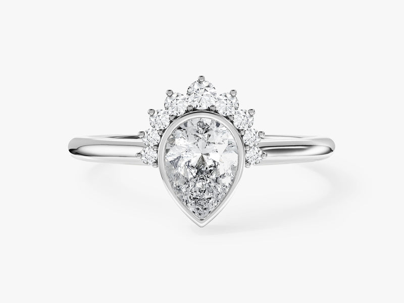 Pear Cut Moissanite Crown Engagement Ring