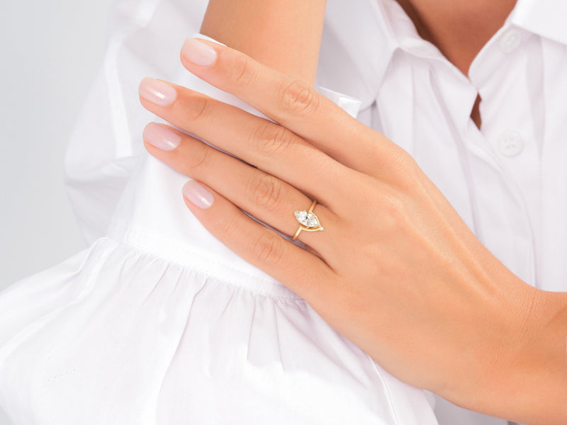 Marquise Cut Natural Diamond Crown Engagement Ring