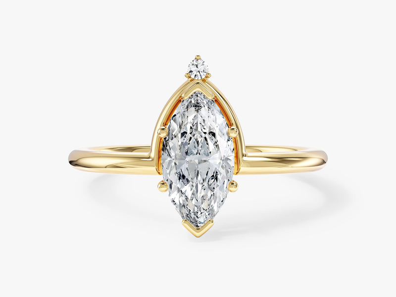 Marquise Cut Natural Diamond Crown Engagement Ring