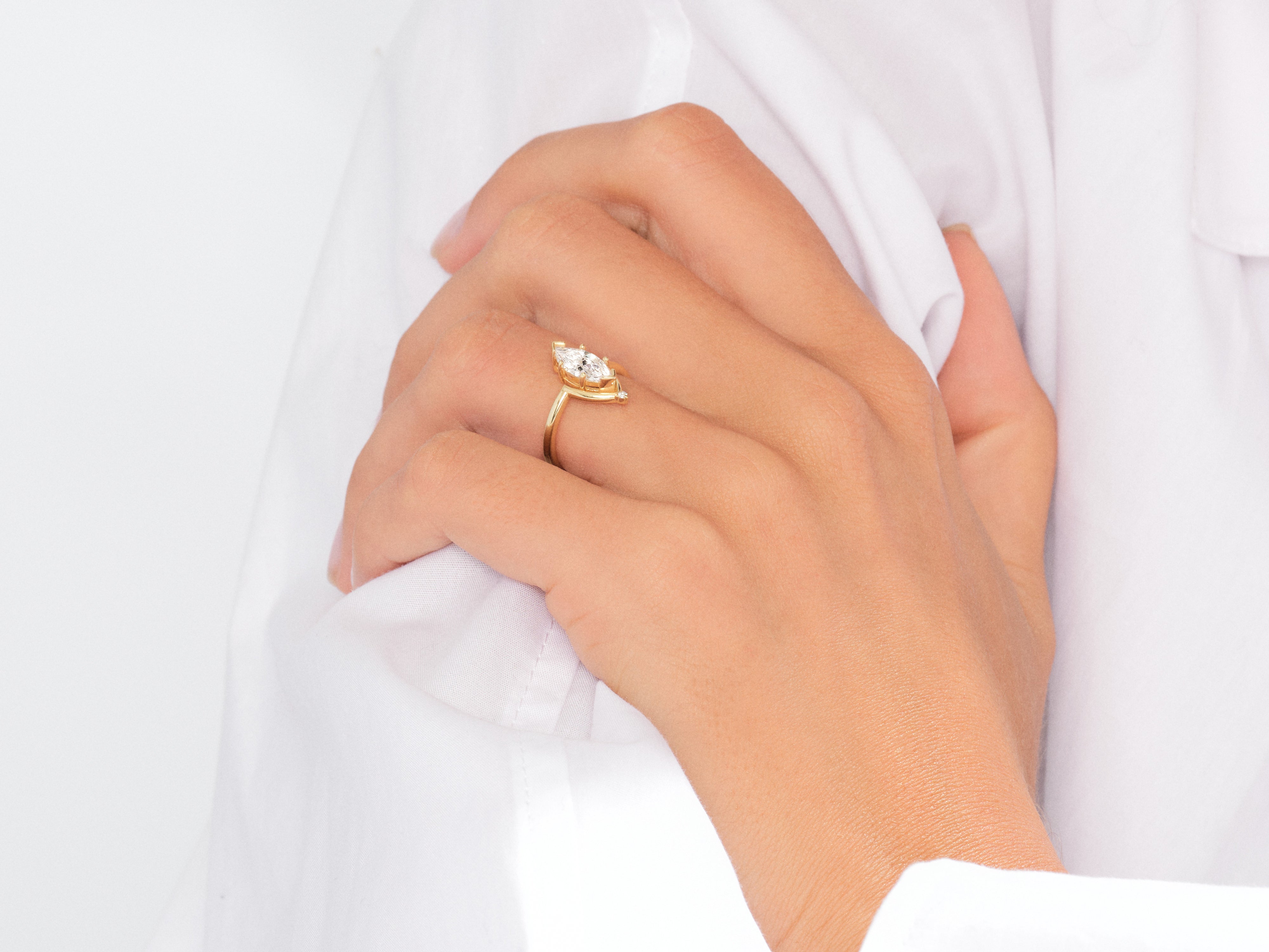 Marquise Cut Natural Diamond Crown Engagement Ring