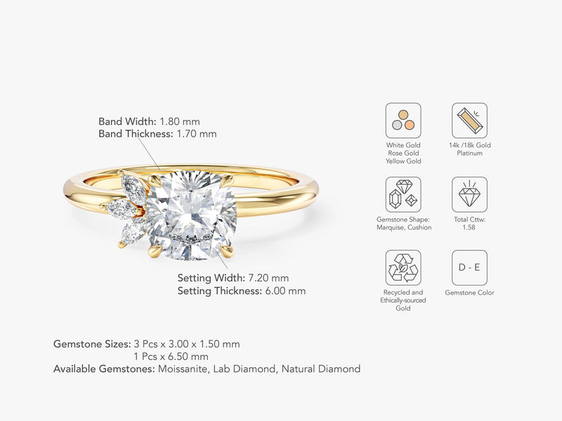 Crown-Accent Lab Grown Diamond Engagement Ring