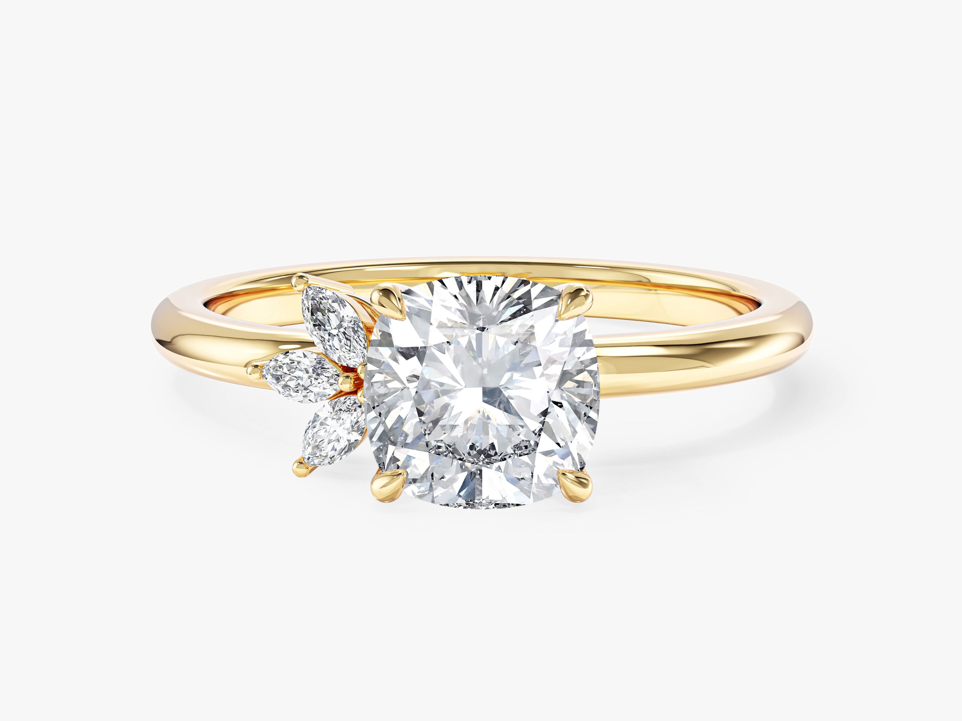 Crown-Accent Lab Grown Diamond Engagement Ring