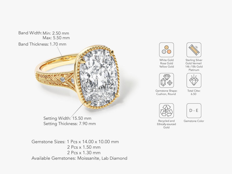 Elongated Cushion Lab Grown Diamond Engagement Ring