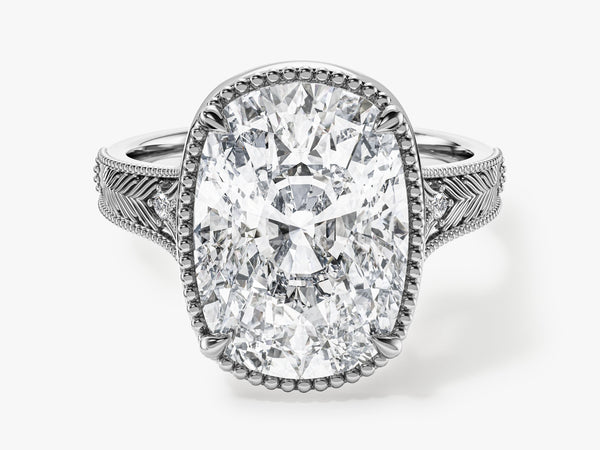 Elongated Cushion Moissanite Engagement Ring