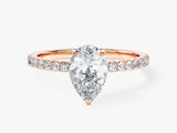 Sidestone Accent Pear Cut Natural Diamond Engagement Ring