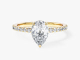Sidestone Accent Pear Cut Lab Grown Diamond Engagement Ring