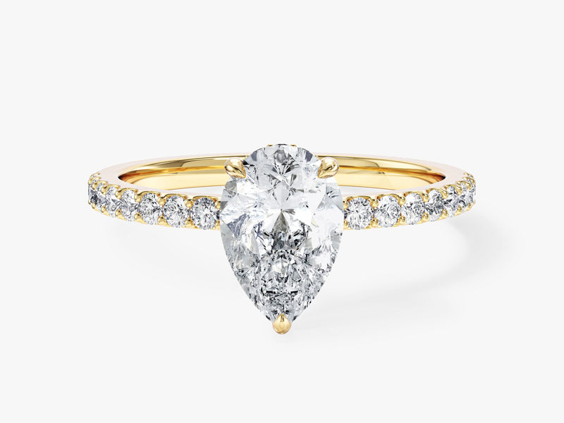 Sidestone Accent Pear Cut Lab Grown Diamond Engagement Ring