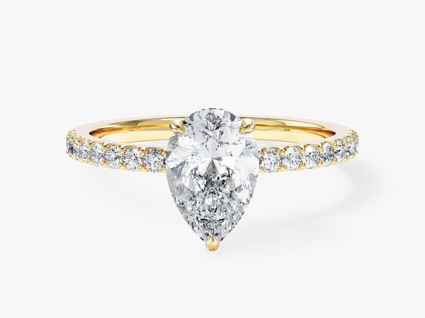 Sidestone Accent Pear Cut Moissanite Engagement Ring