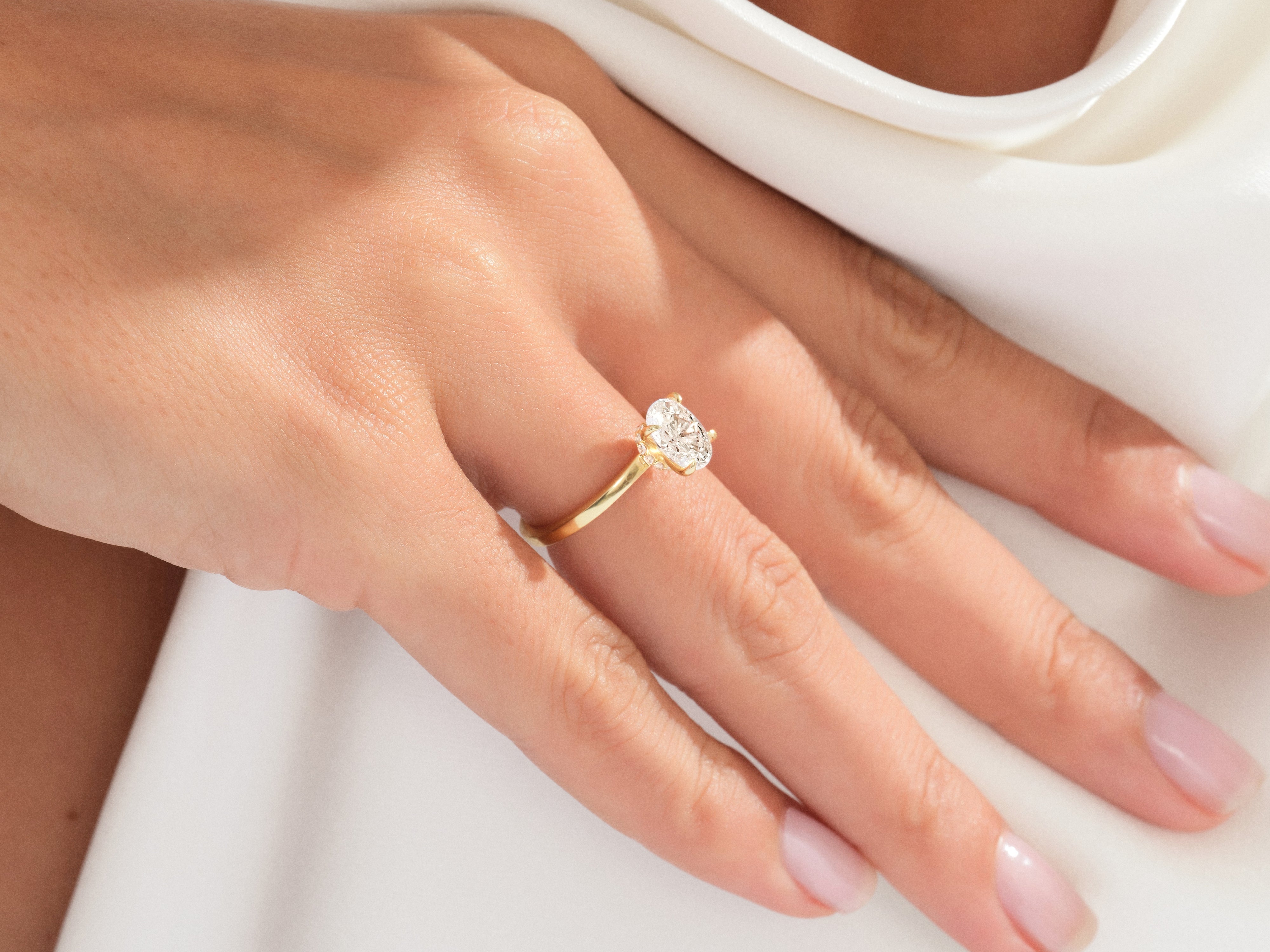 Flat Band Oval Moissanite Engagement Ring