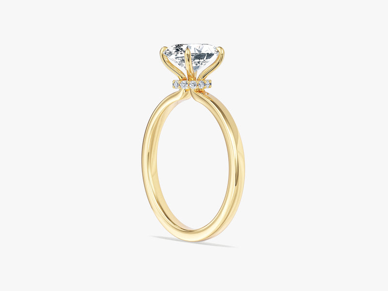 Flat Band Oval Natural Diamond Engagement Ring