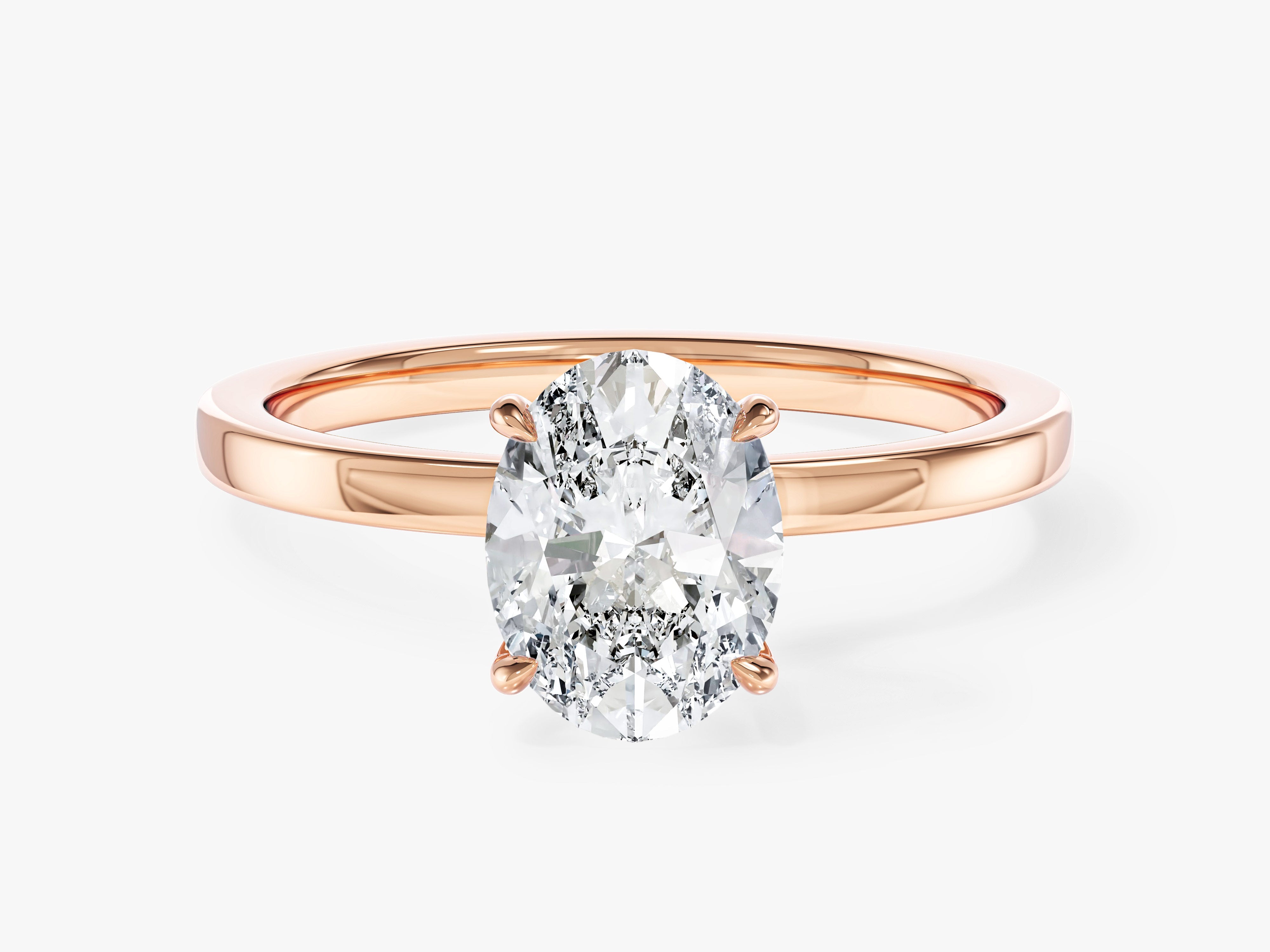 Flat Band Oval Lab Grown Diamond Engagement Ring
