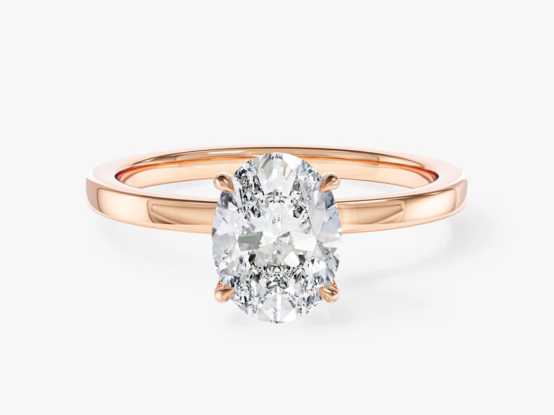 Flat Band Oval Moissanite Engagement Ring