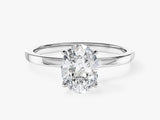 Flat Band Oval Moissanite Engagement Ring