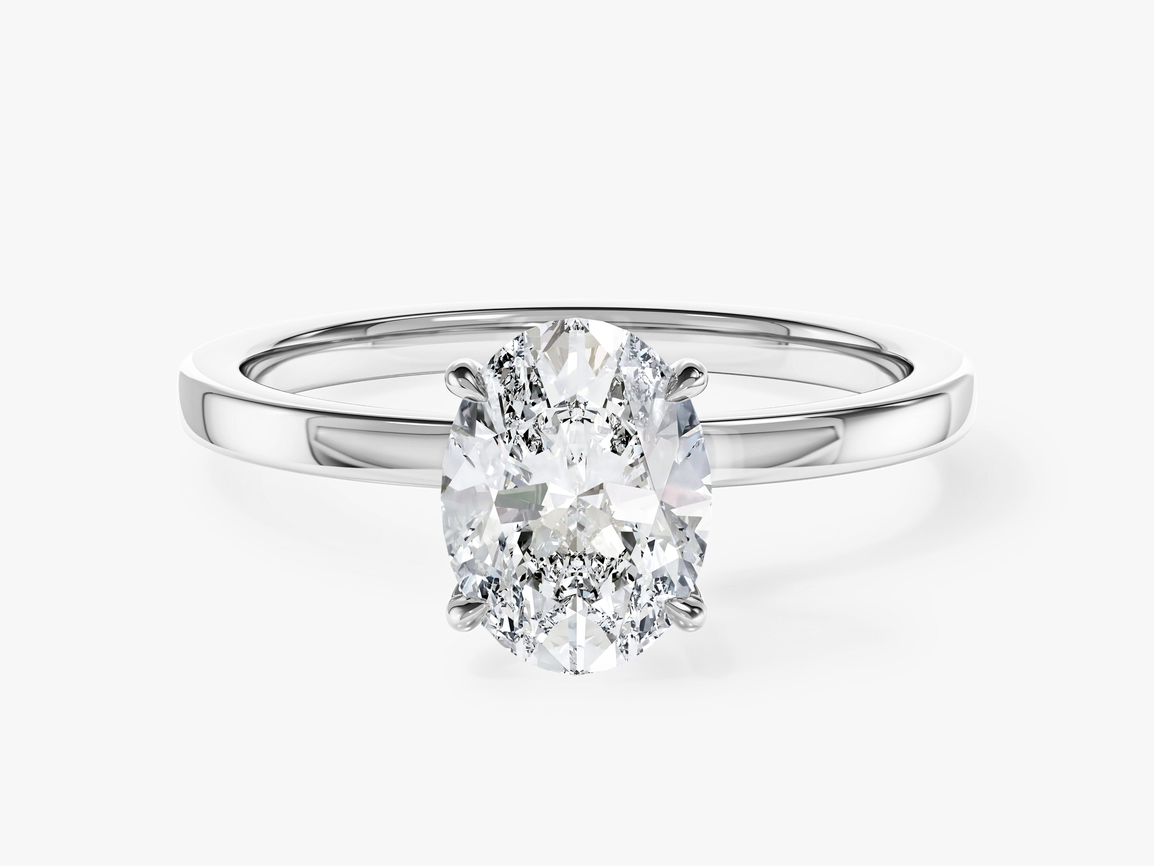 Flat Band Oval Lab Grown Diamond Engagement Ring