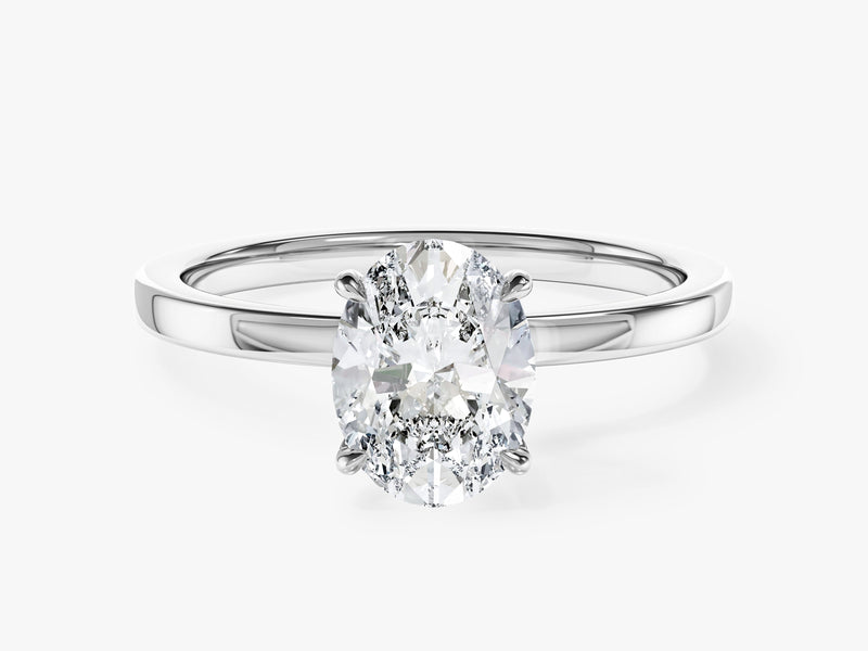 Flat Band Oval Moissanite Engagement Ring