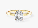 Flat Band Oval Moissanite Engagement Ring