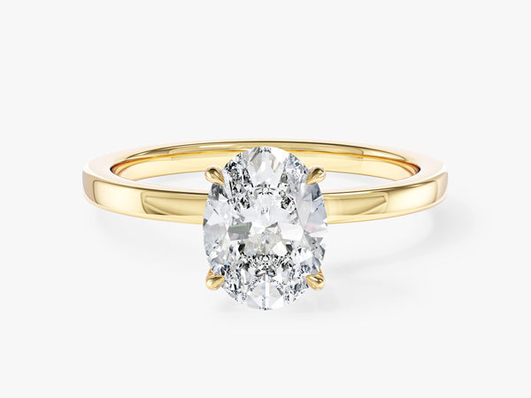 Flat Band Oval Moissanite Engagement Ring