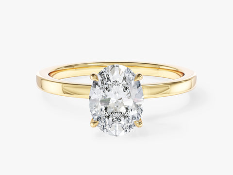 Flat Band Oval Moissanite Engagement Ring