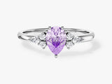 Sidestone Accent Pear Gemstone Engagement Ring