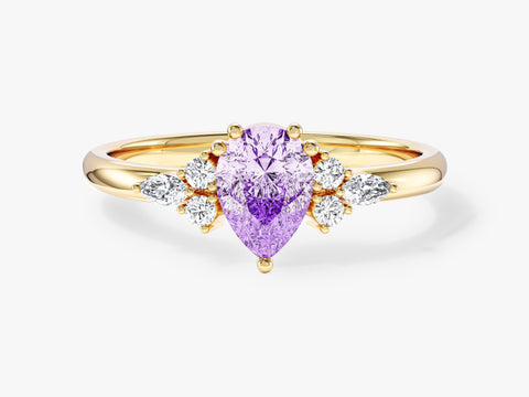 Sidestone Accent Pear Gemstone Engagement Ring