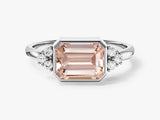 Horizontal Emerald Cut Gemstone Engagement Ring