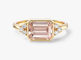 Horizontal Emerald Cut Gemstone Engagement Ring