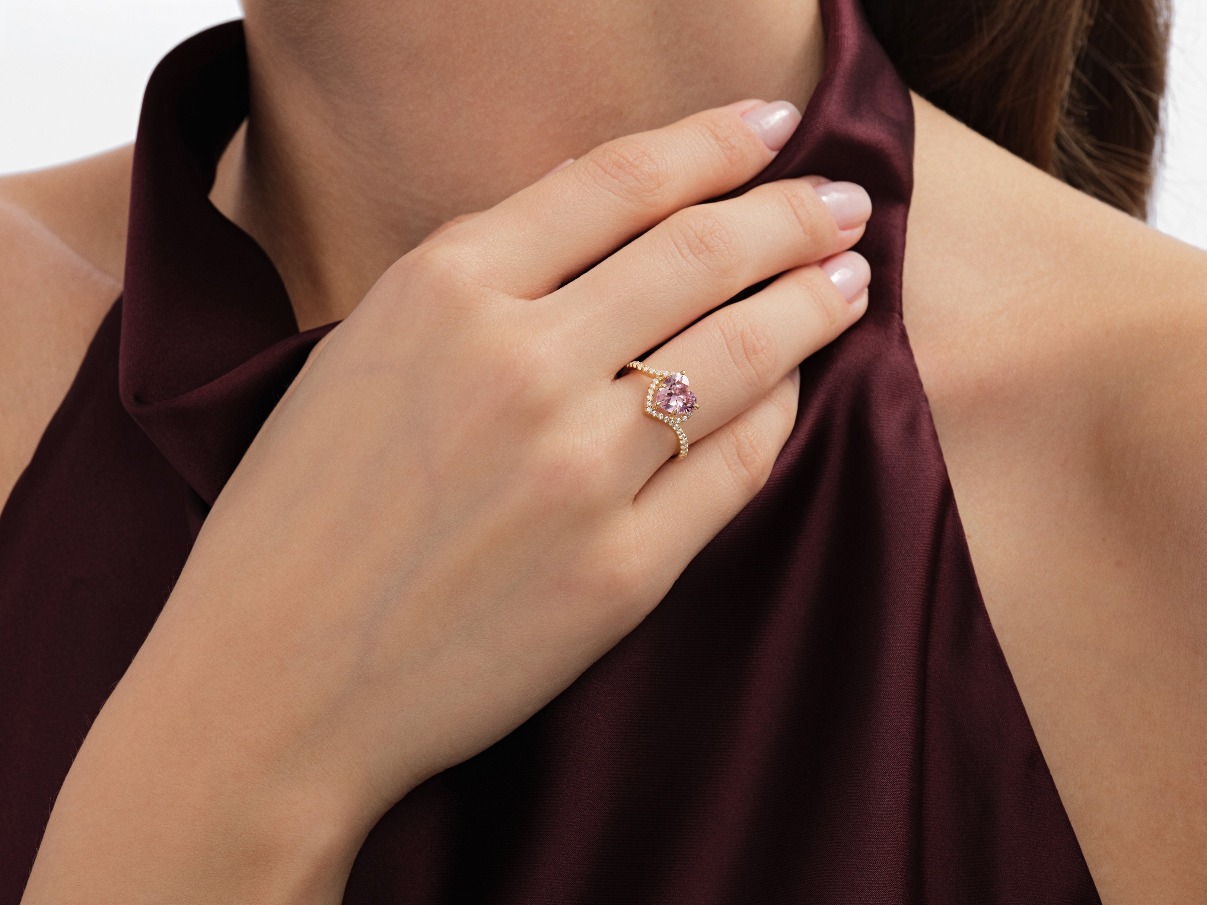 Halo Heart Gemstone Engagement Ring