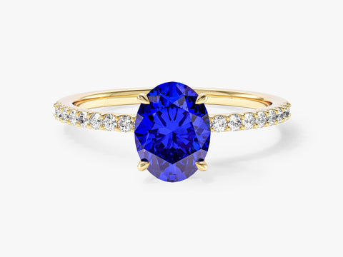 Sidestone Accent Oval Gemstone Engagement Ring