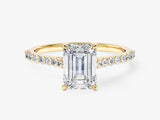 Sidestone Accent Emerald Cut Lab Grown Diamond Engagement Ring