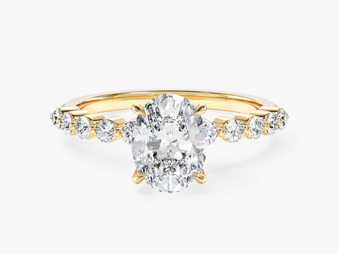 Oval Cut Shared Prong Moissanite Engagement Ring