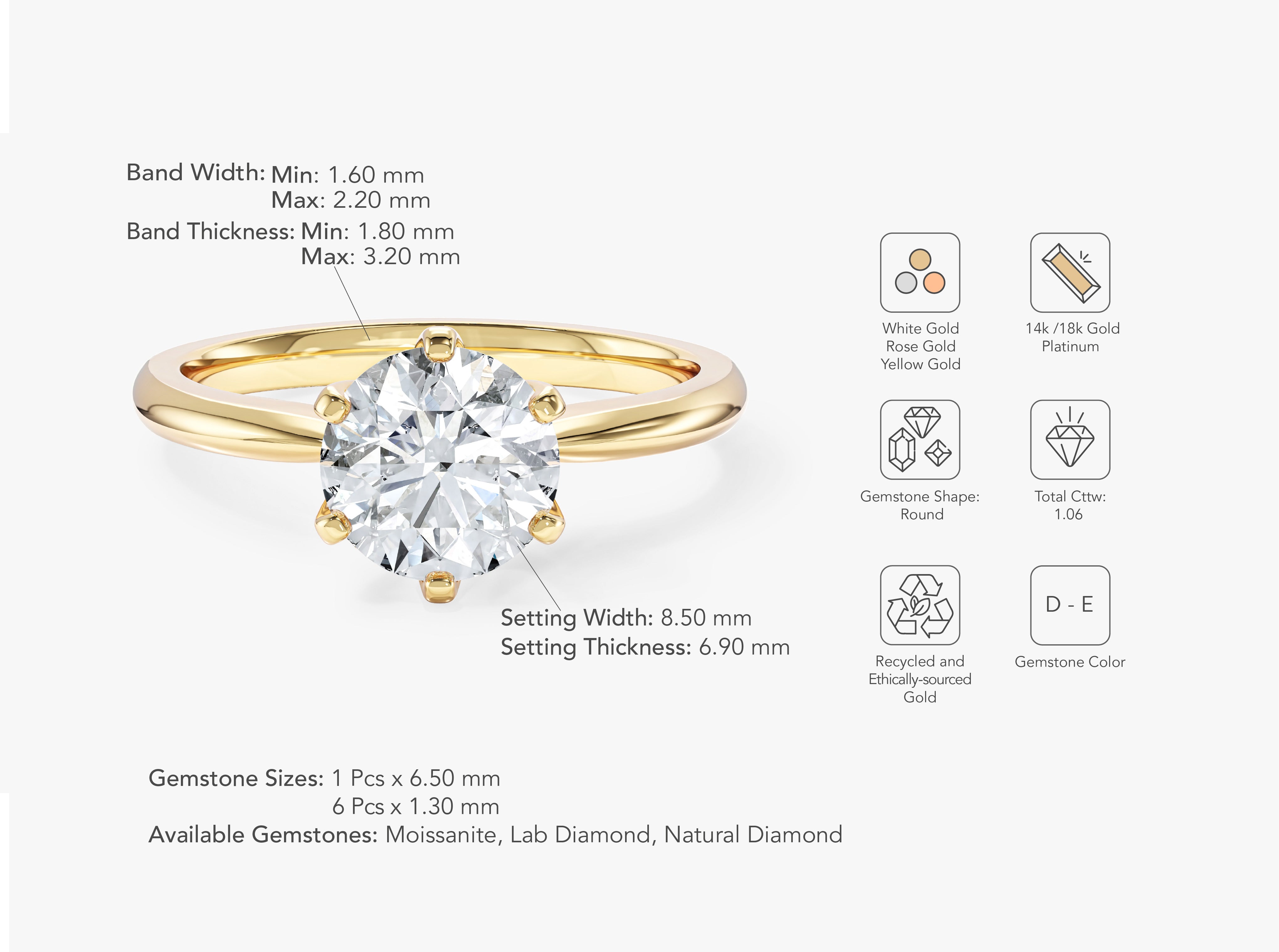 Pinched Shank Hidden Halo Round Moissanite Engagement Ring