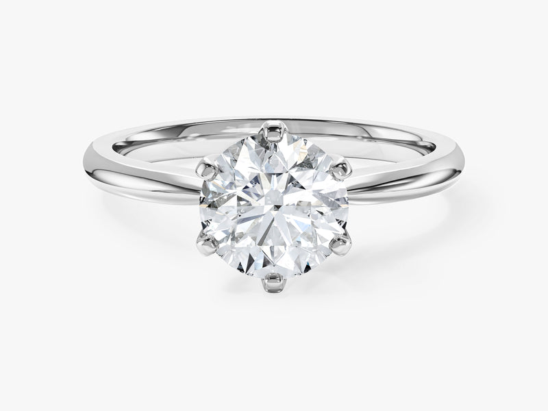 Pinched Shank Hidden Halo Round Moissanite Engagement Ring