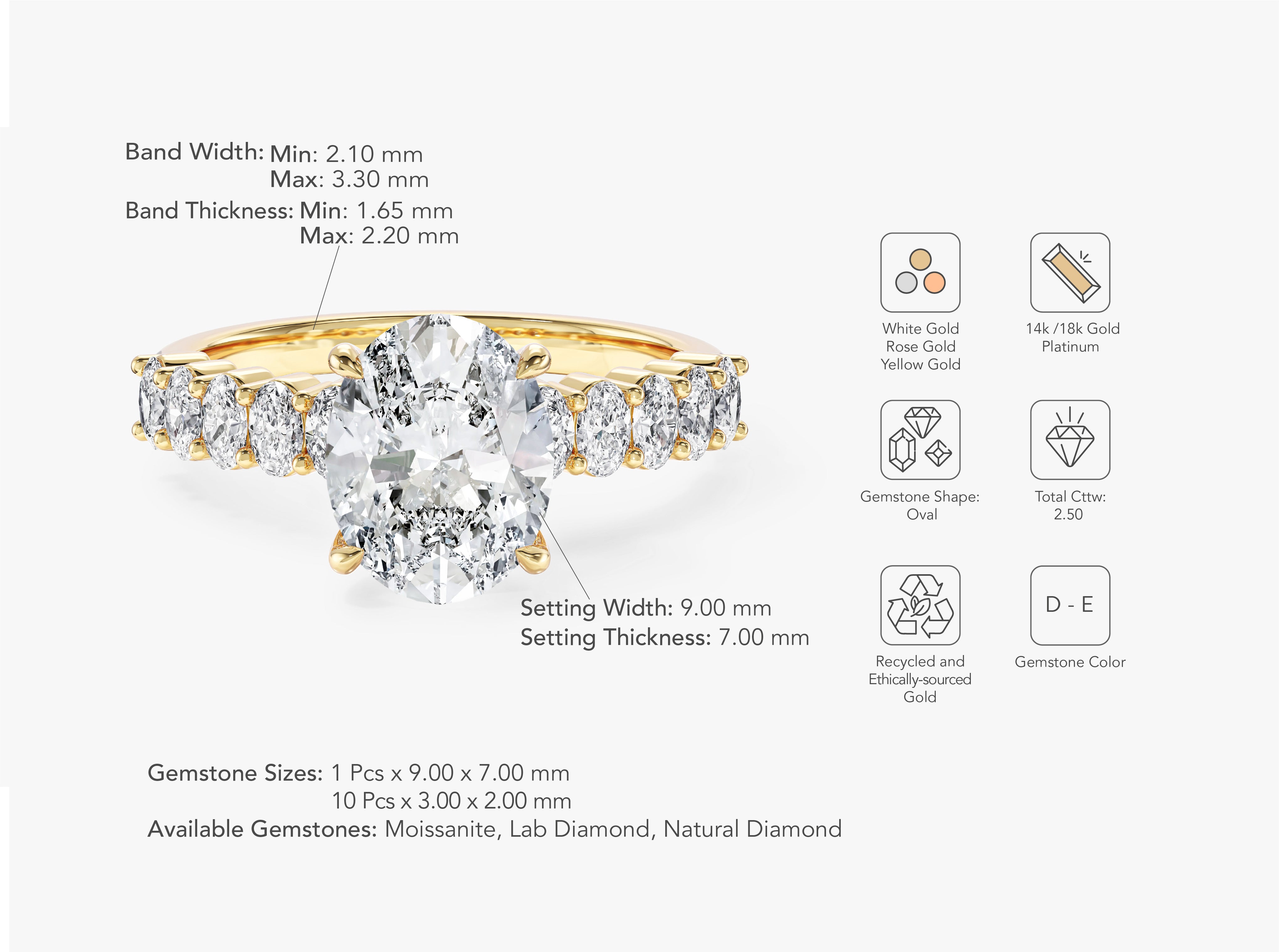 Shared Double Prong Oval Moissanite Engagement Ring