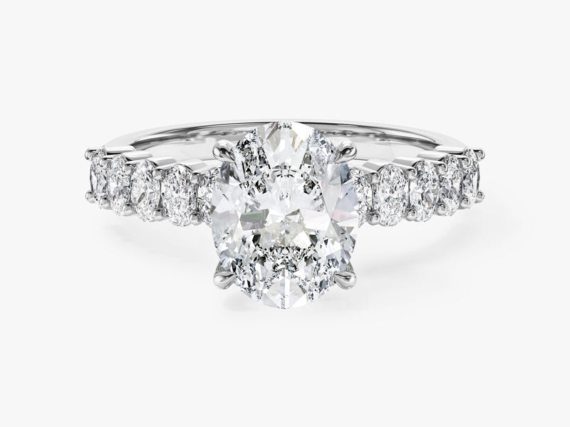 Shared Double Prong Oval Moissanite Engagement Ring