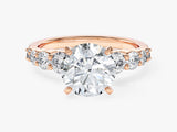 Shared Double Prong Round Moissanite Engagement Ring