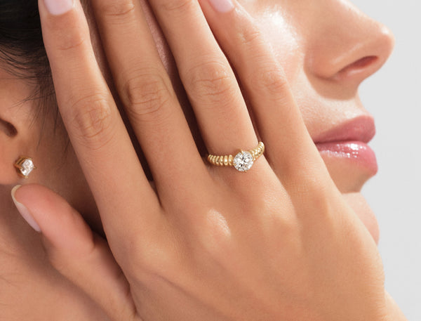 Dome Moissanite Engagement Ring