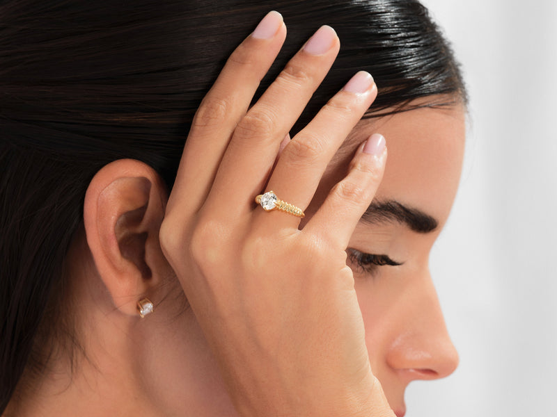 Dome Moissanite Engagement Ring