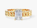 Chain Band Emerald Cut Moissanite Engagement Ring
