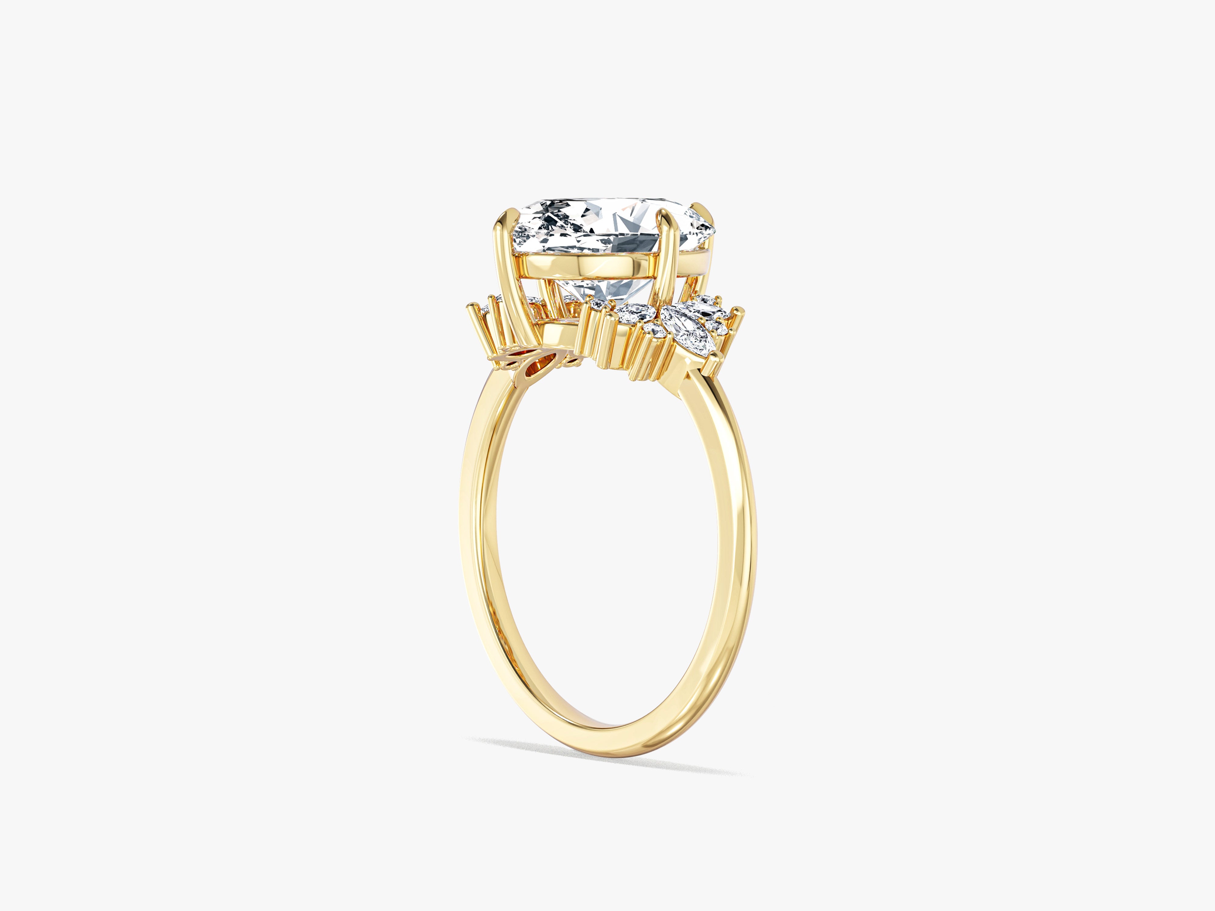 Floral Cluster Oval Moissanite Engagement Ring