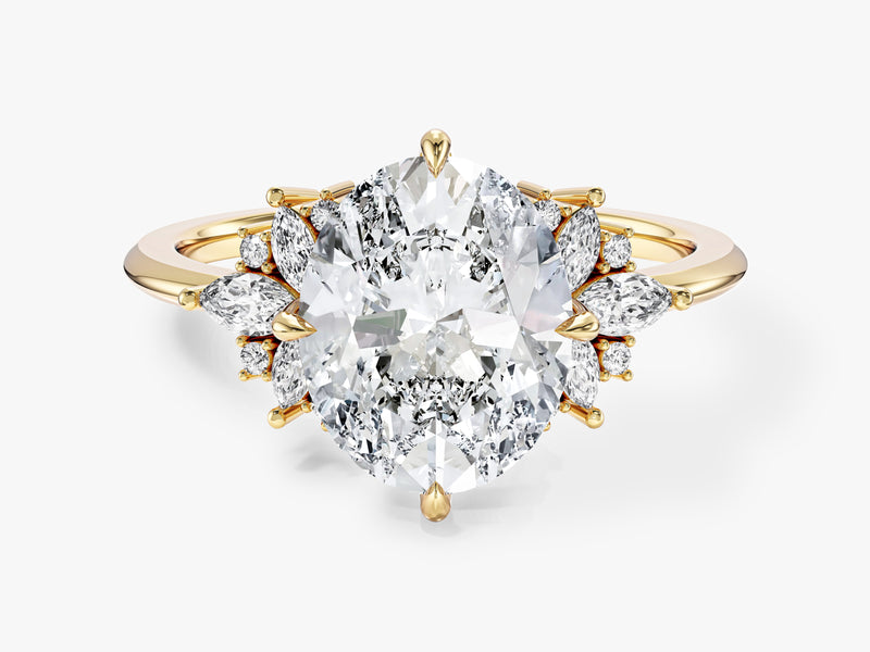 Floral Cluster Oval Moissanite Engagement Ring