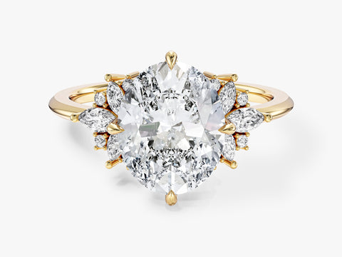 Floral Cluster Oval Moissanite Engagement Ring