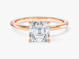 Rose gold ring with asscher cut diamond engagement ring
